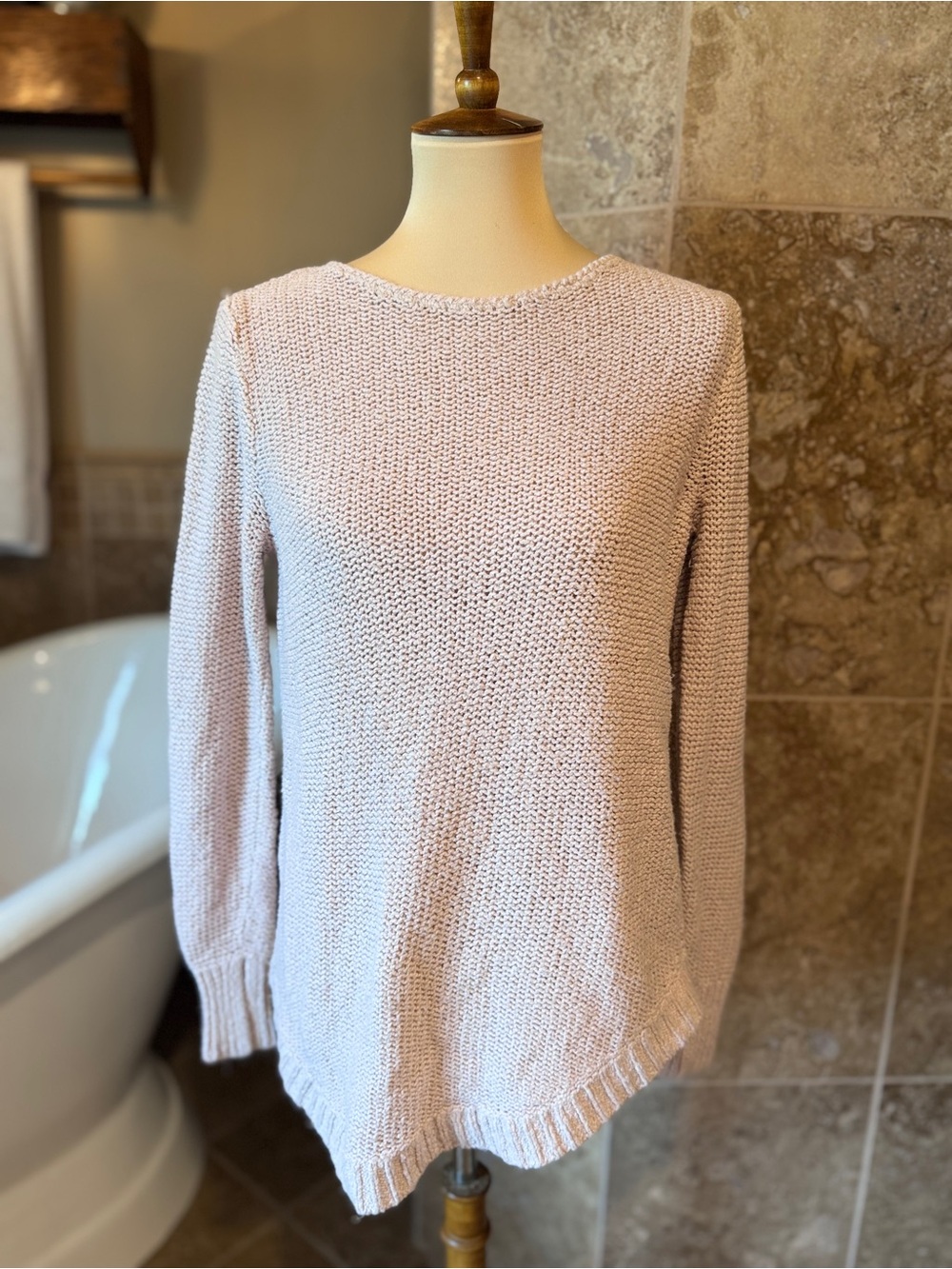 LOFT Pale Blush Crewneck Knit Sweater medium